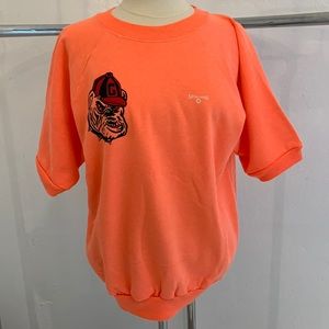 Vintage 90’s NWOT Orange Spalding Georgia Bulldogs Short Sleeve Sweatshirt
